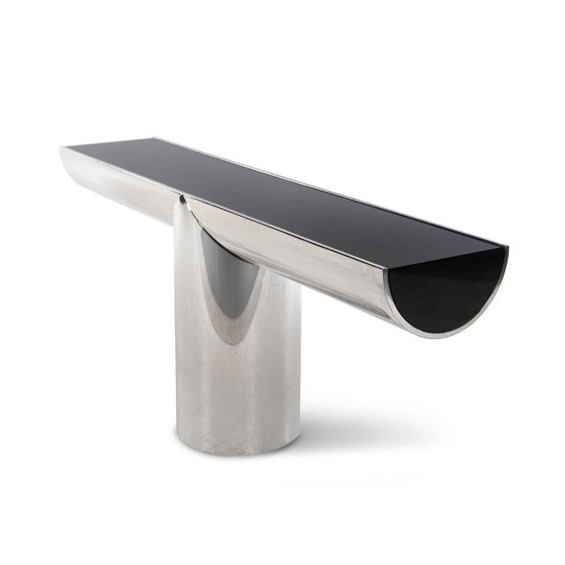A contemporary design J Wade Beam Tee Console table by Brueton, USA.