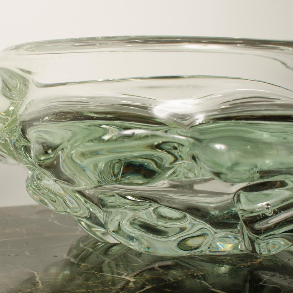 A contemporary designed clear art glass bowl, designed by J.Reece, 2019.