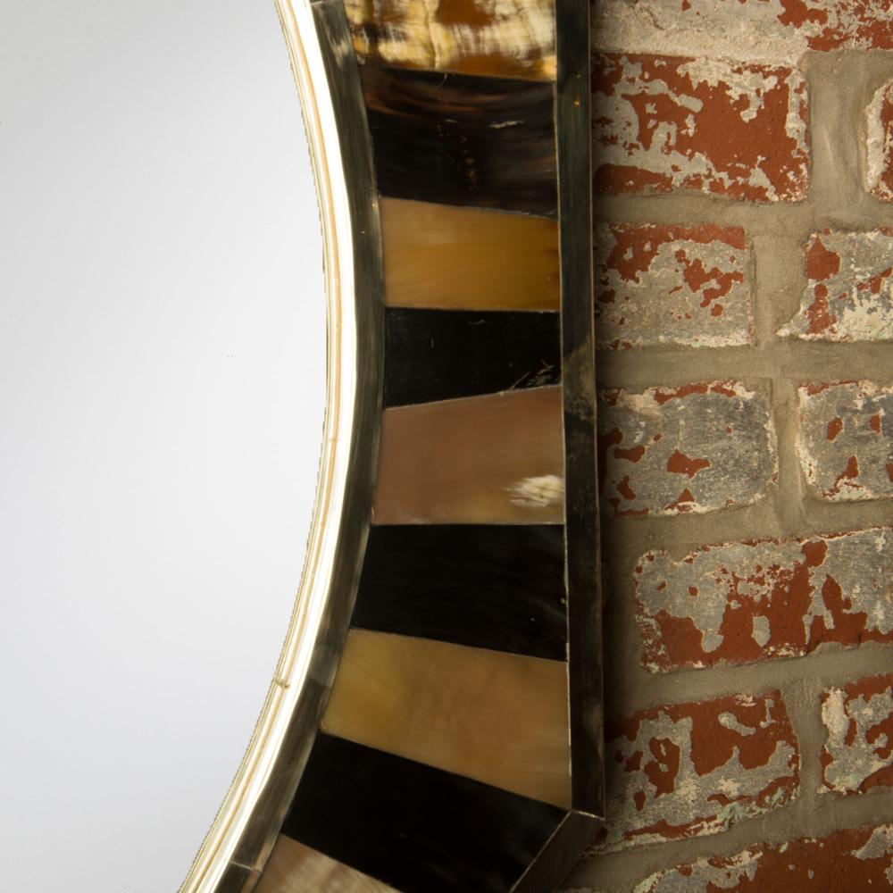 Horn Contemporary Eight Sided Mirror, in the Manner of Karl Springer