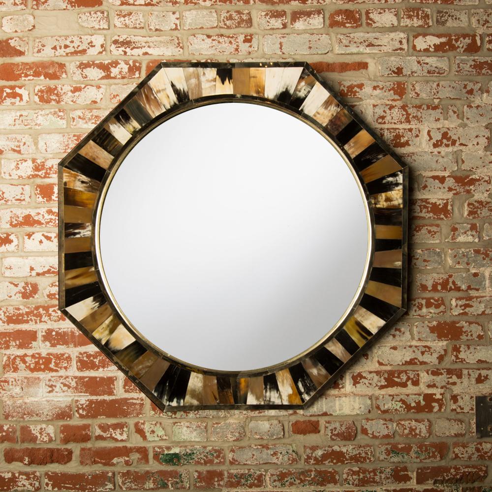 Contemporary Eight Sided Mirror, in the Manner of Karl Springer 1