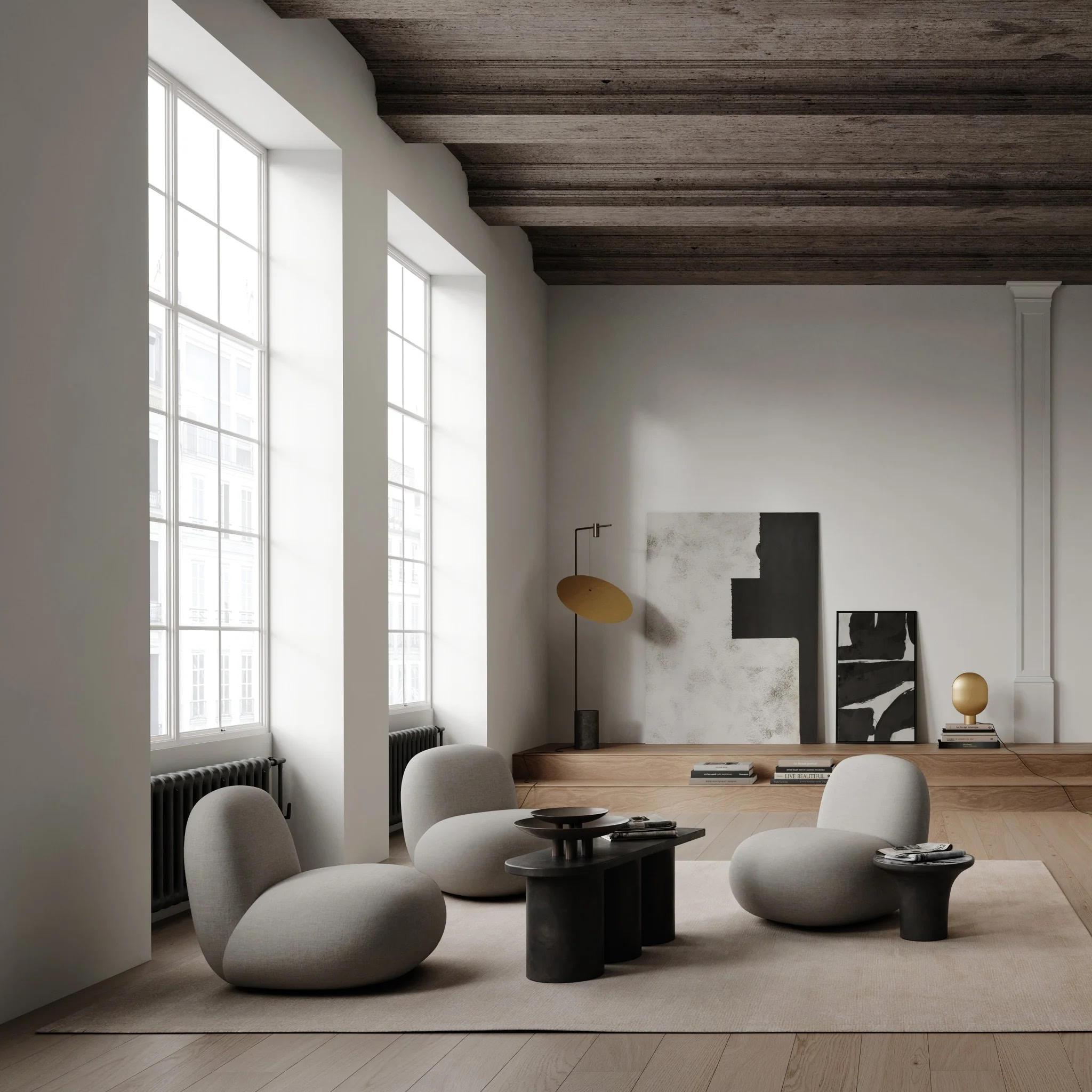 Lámpara de pie contemporánea de hierro y latón. Francés en venta