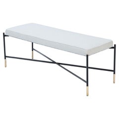Contemporary Italian Bench with Cross Stretchers and Brass Details