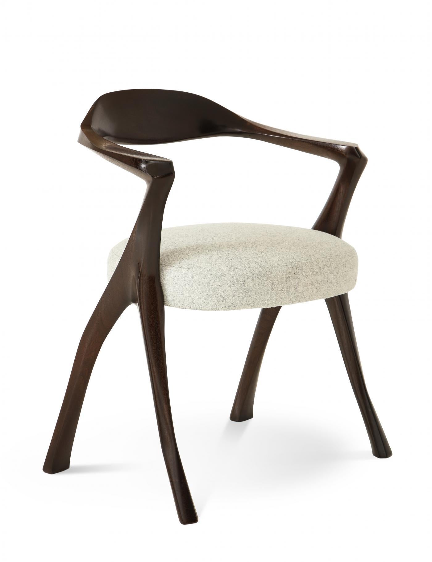 A Sculptural Modernist Armchair by Newman-Krasnogorov. Contemporary
 Executed in Sapele Traite wood.