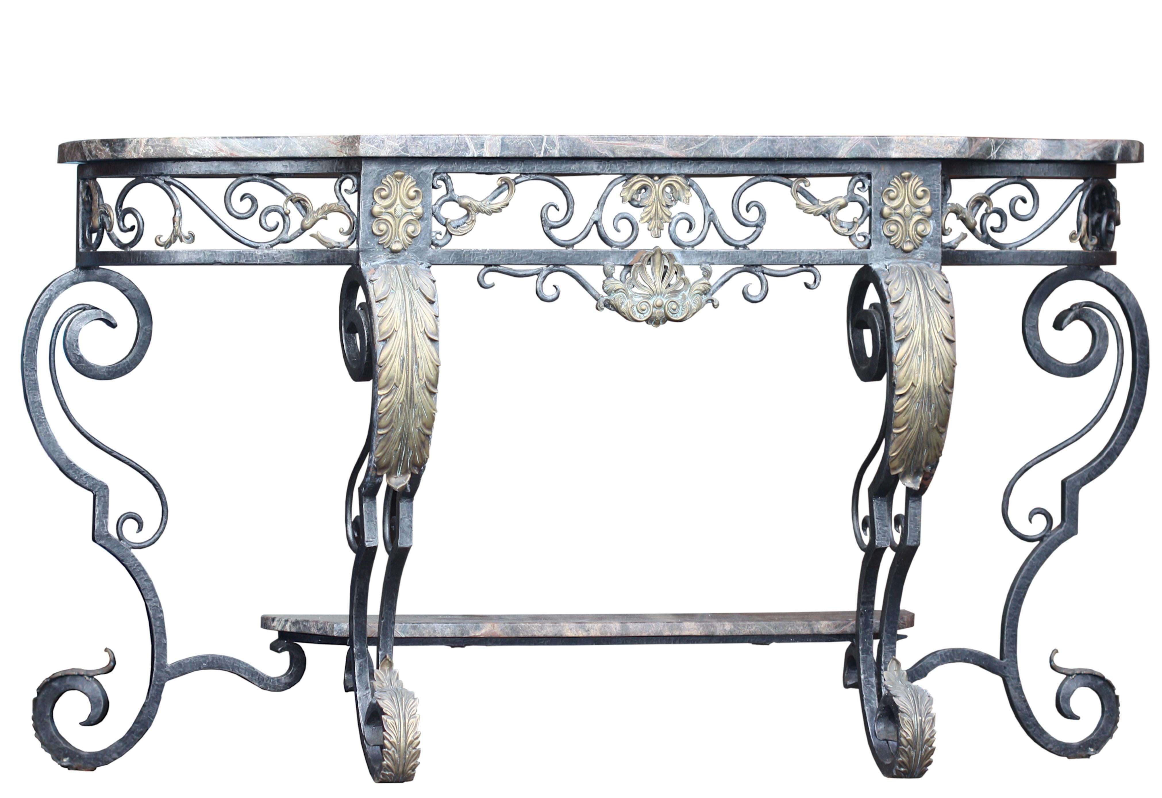 A Contemporary Steel, Bronze and Marble Console Table 3