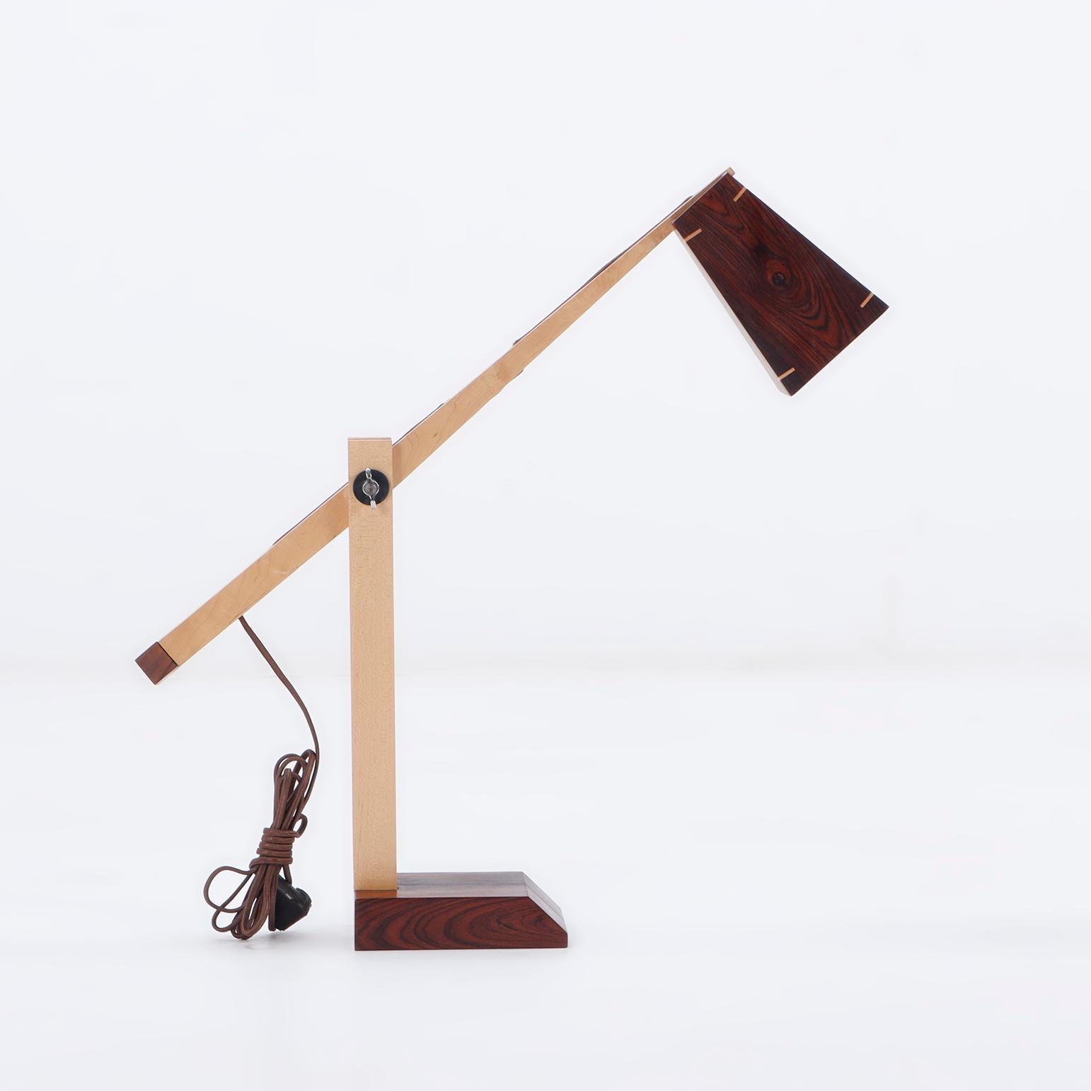 Modern A contemporary studio made rosewood table lamp. For Sale