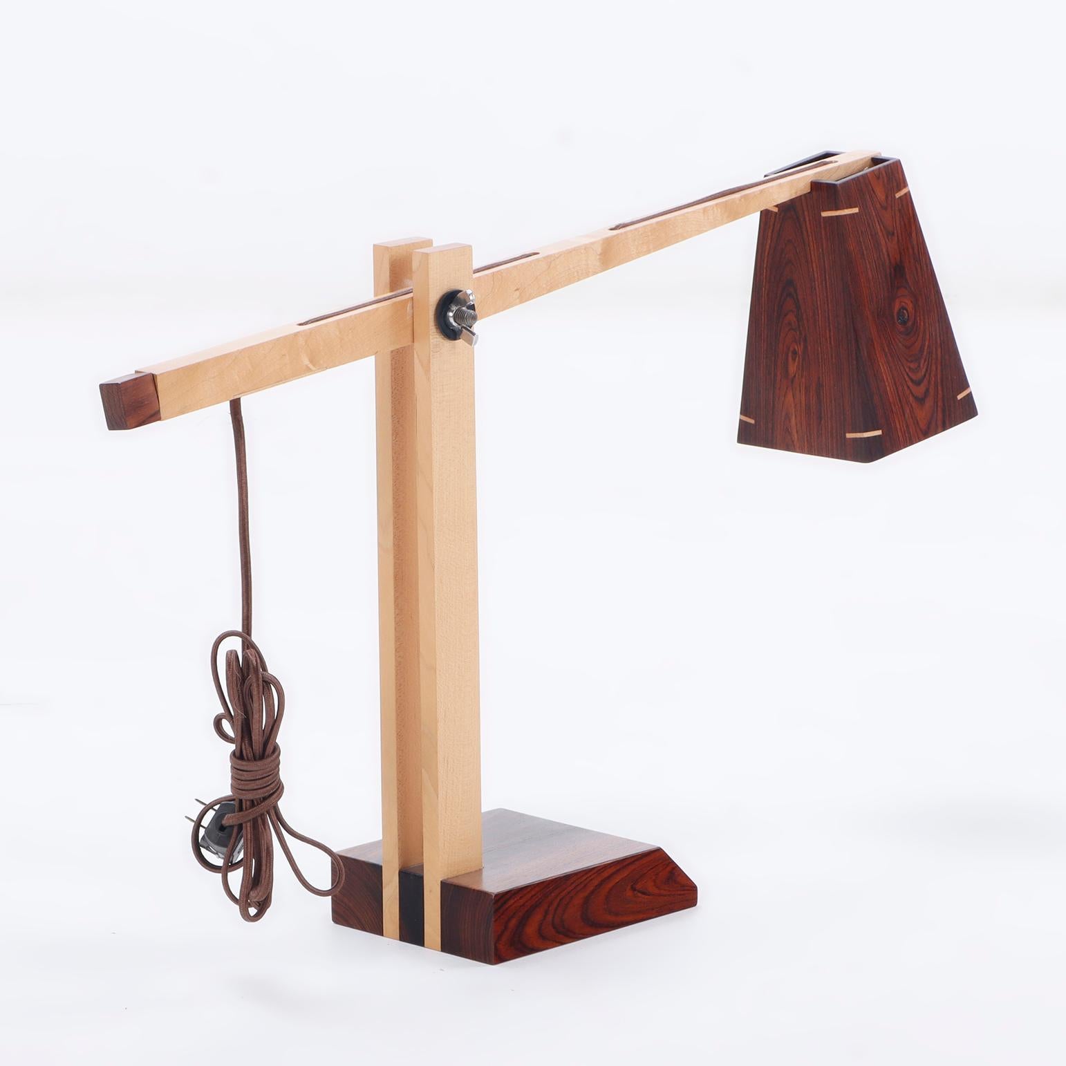 Contemporary A contemporary studio made rosewood table lamp. For Sale