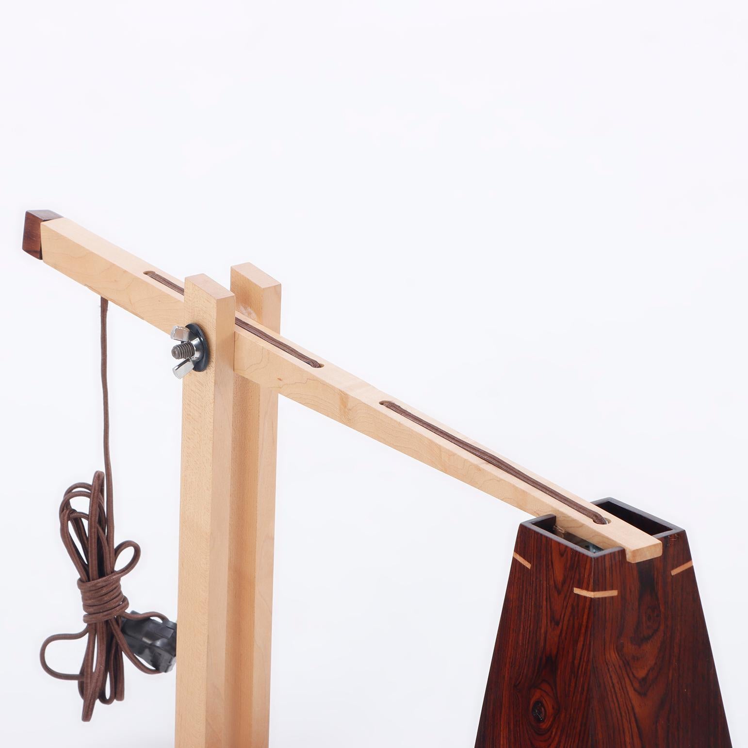 A contemporary studio made rosewood table lamp. For Sale 1