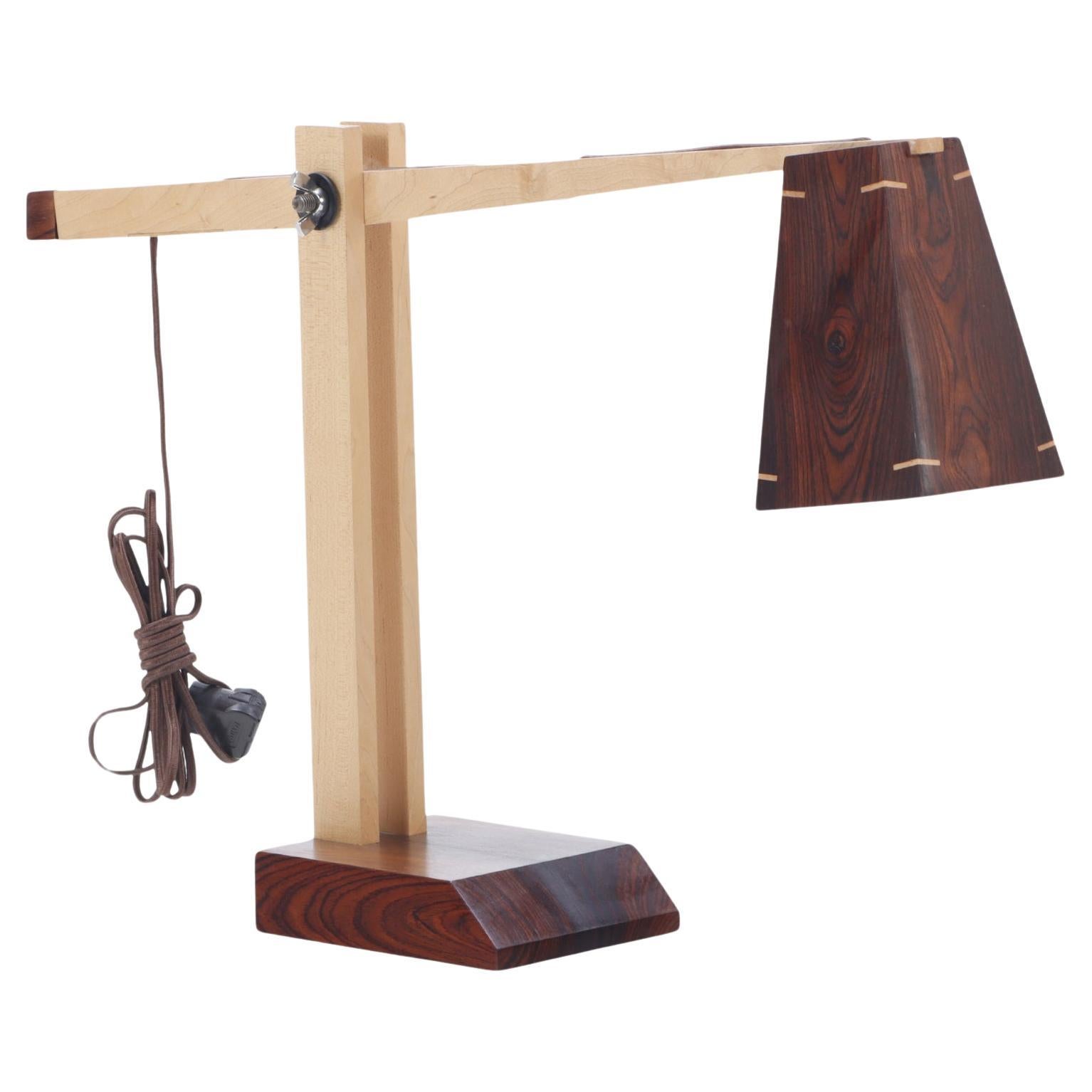 A contemporary studio made rosewood table lamp. For Sale