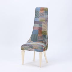 Tall Back Side Chair Upholstered in Paul Smith Fabric