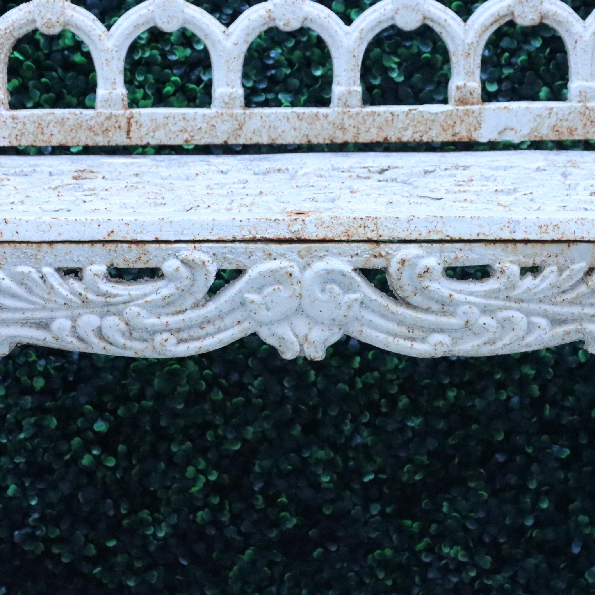 Contemporary White Painted Cast Iron Garden Bench 4