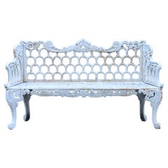 Contemporary White Painted Cast Iron Garden Bench
