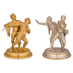 Statues continentales en bronze et bronze doré du 19ème siècle par Emile Guillemin