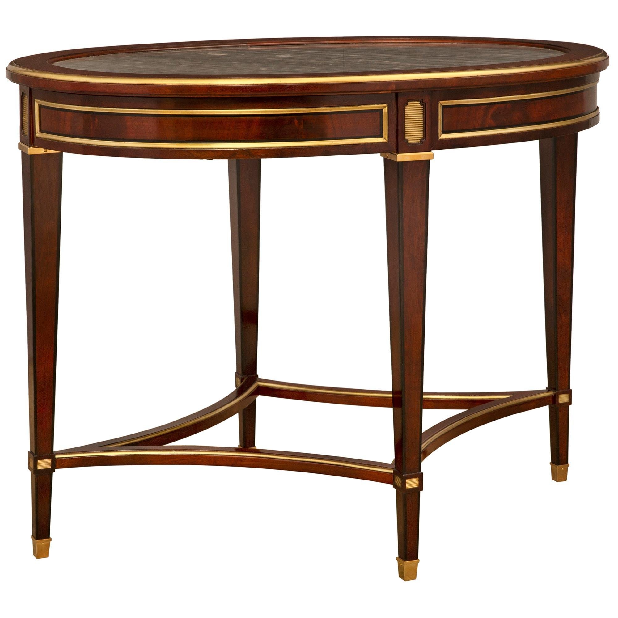 French A continental 19th century Directoire st. mahogany center table For Sale