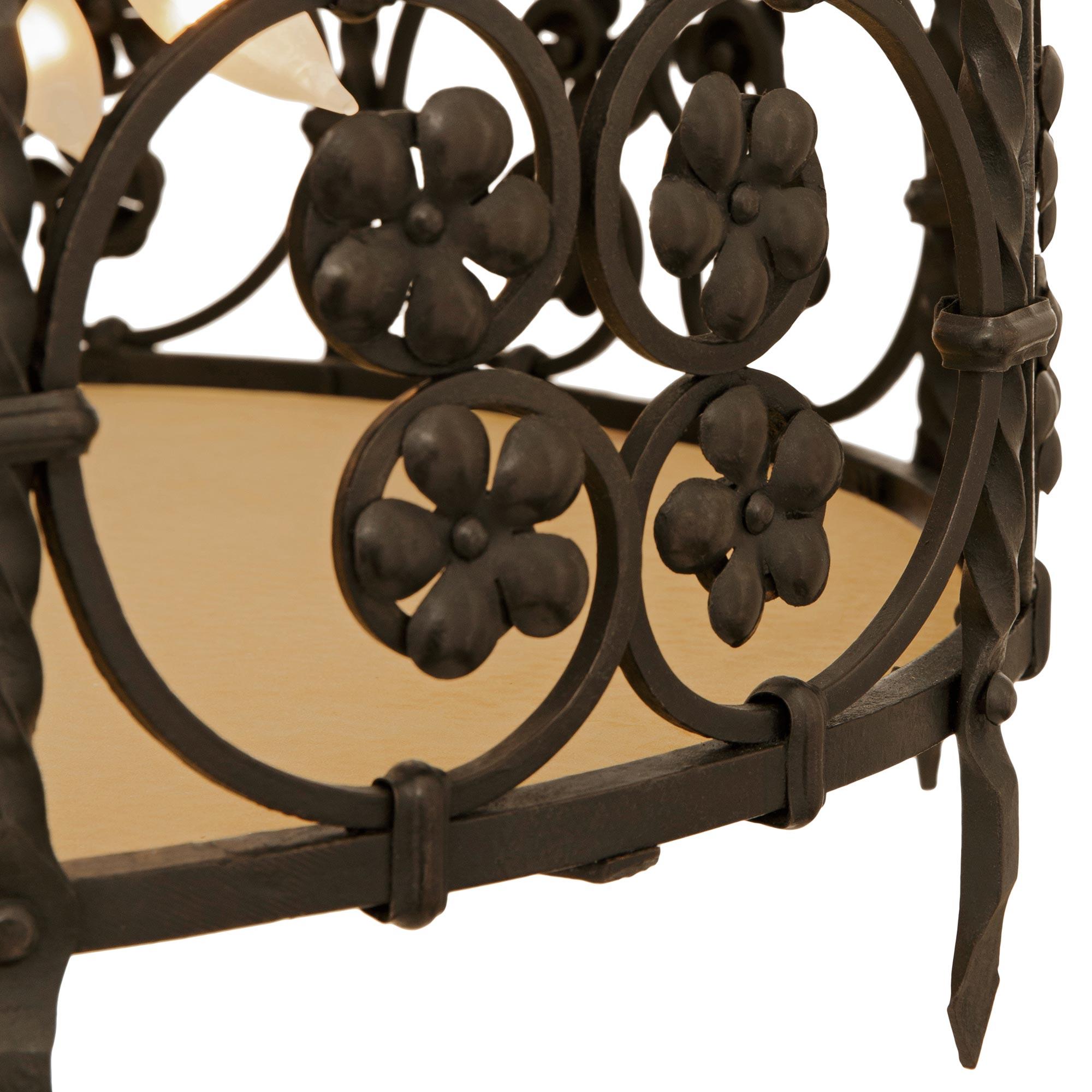19th Century A Continental 19th century Renaissance st. Wrought Iron chandelier For Sale