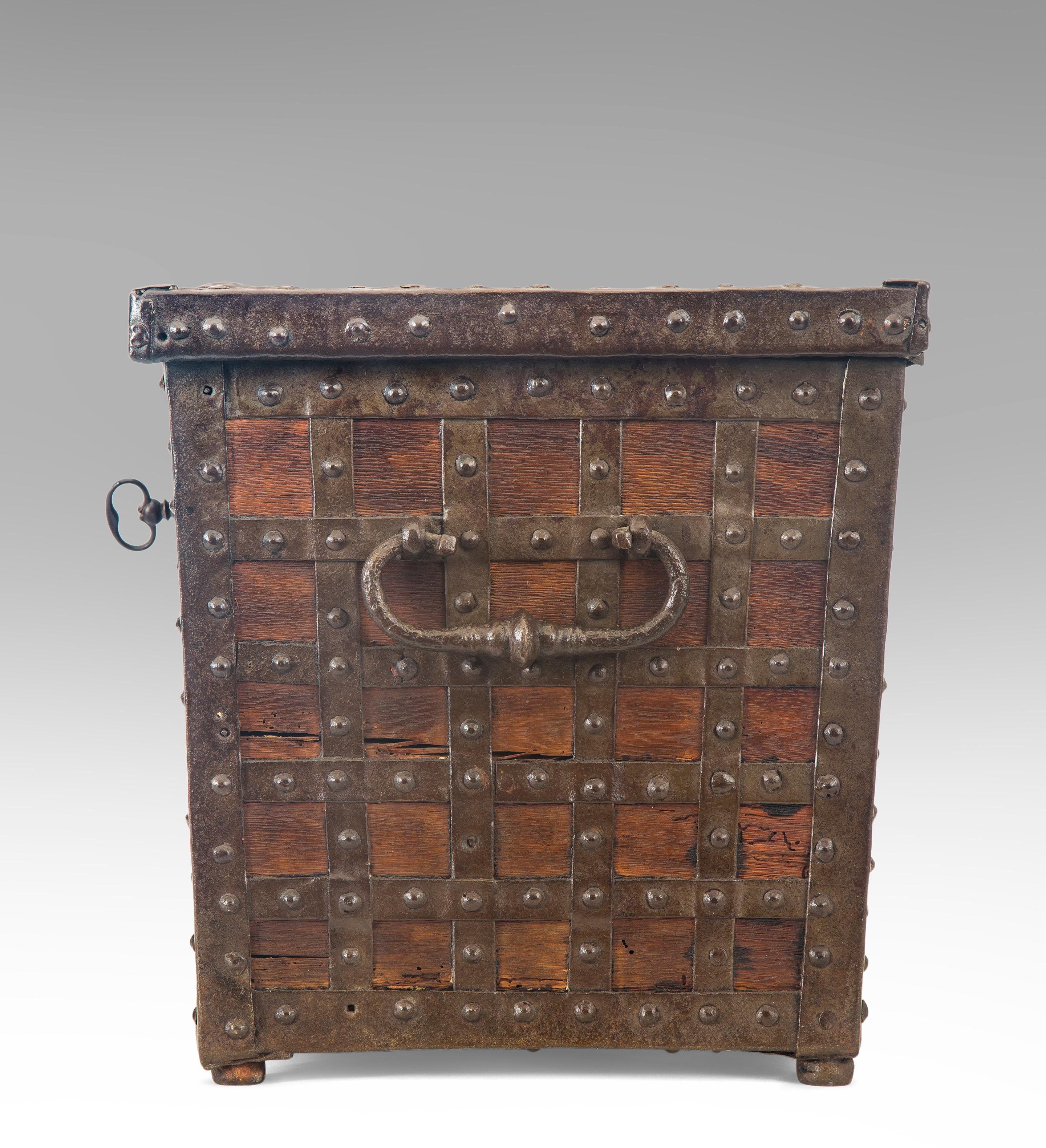 European Continental Baroque Trunk or Strong Box For Sale