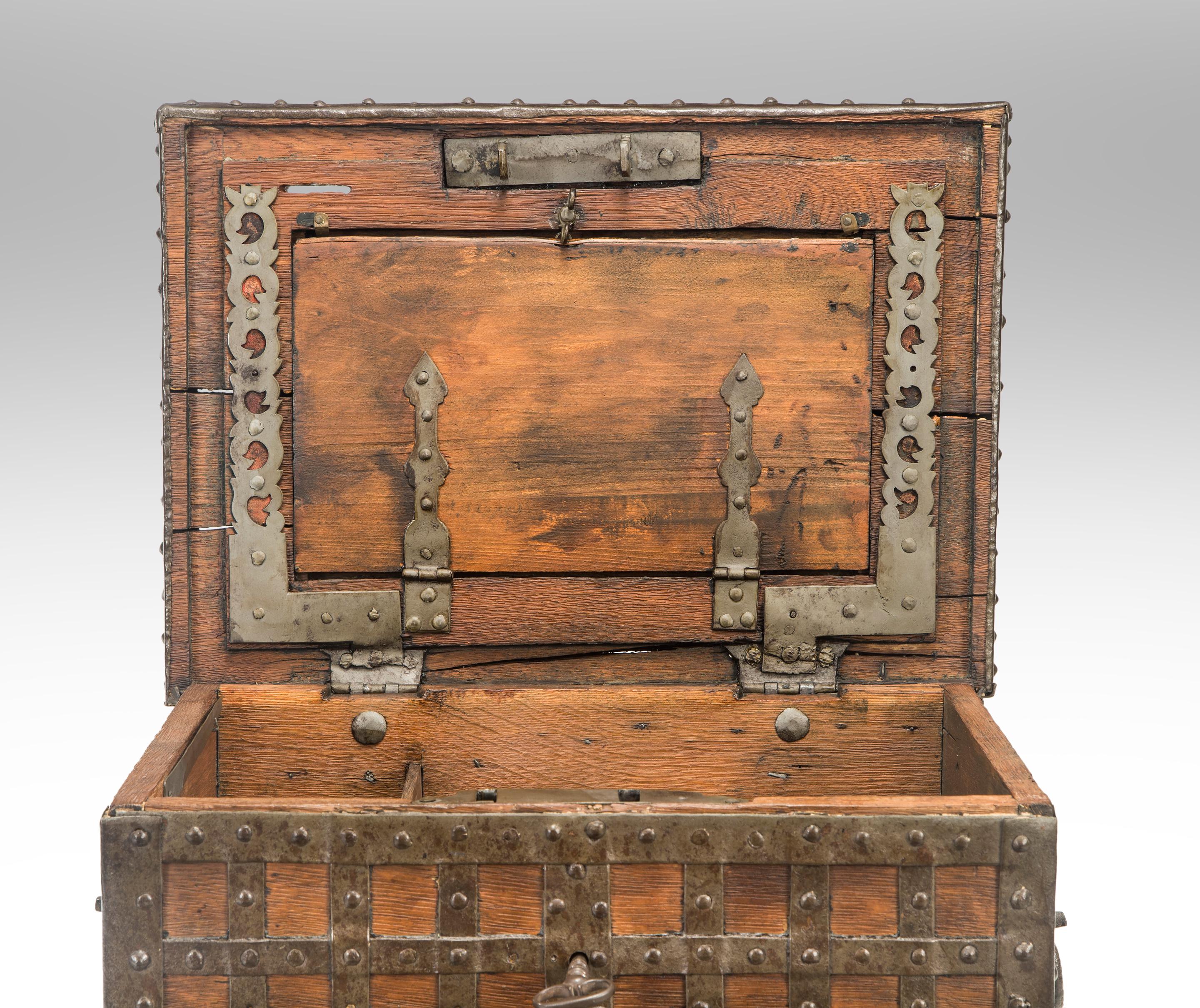 18th Century Continental Baroque Trunk or Strong Box For Sale
