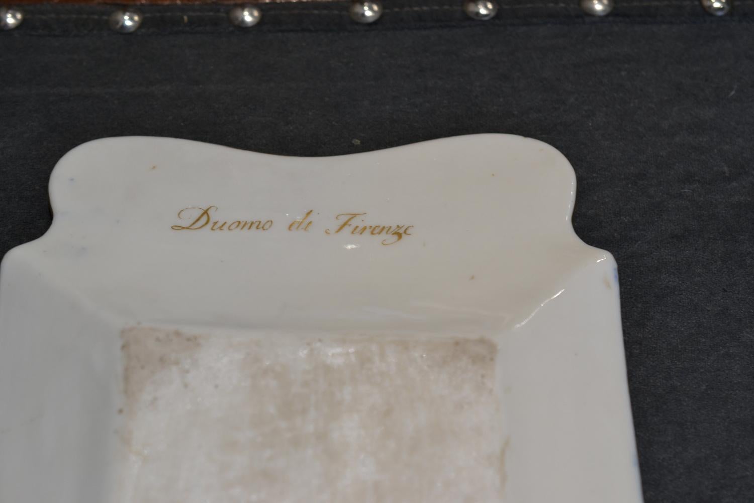 Late 19th Century Continental Blue Ground and Gilt Porcelain Grand Tour Inkstand