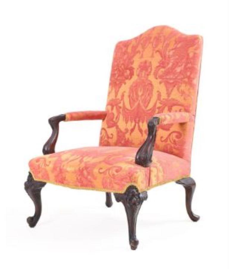 18th Century and Earlier A Continental Mahogany Gainsborough Armchair, Mid 18th Century For Sale