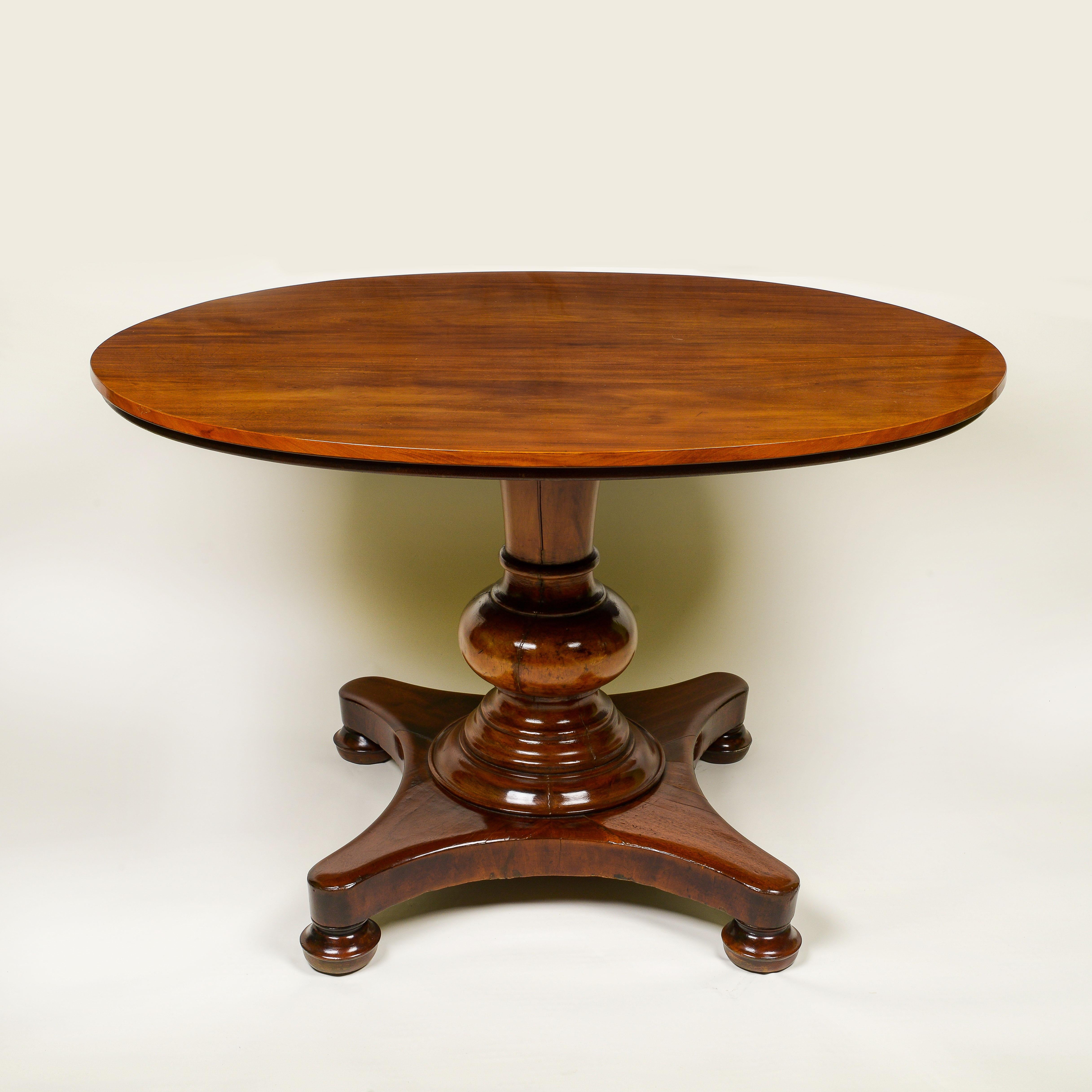 Empire A Continental Mahogany Oval Center Table For Sale