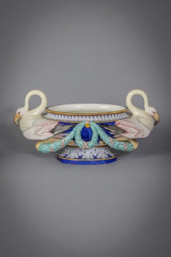 Continental Majolica Oval Centerpiece, circa 1880