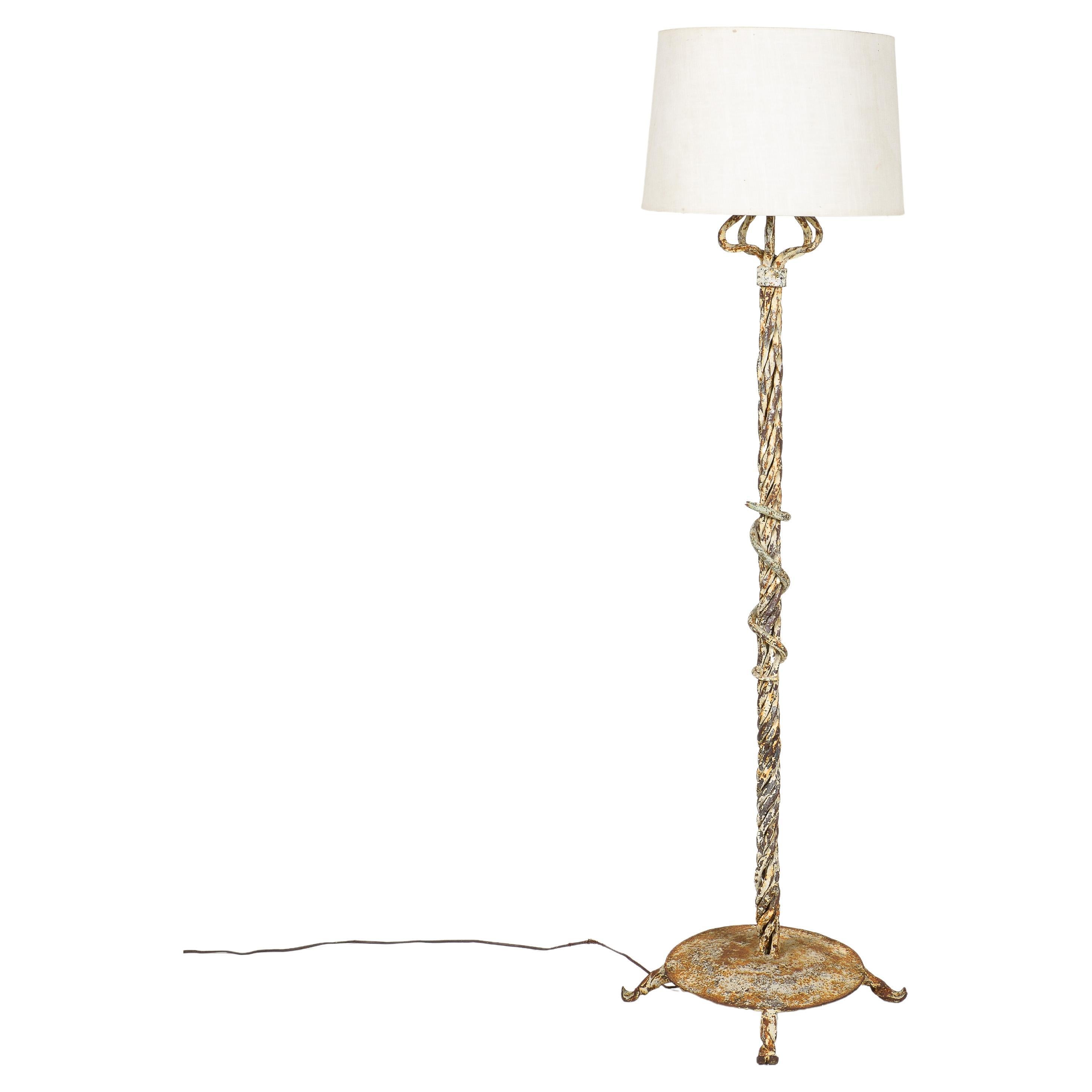 Continental Painted Steel Floor Lamp For Sale