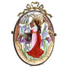 Plaque ovale en porcelaine continentale, vers 1900