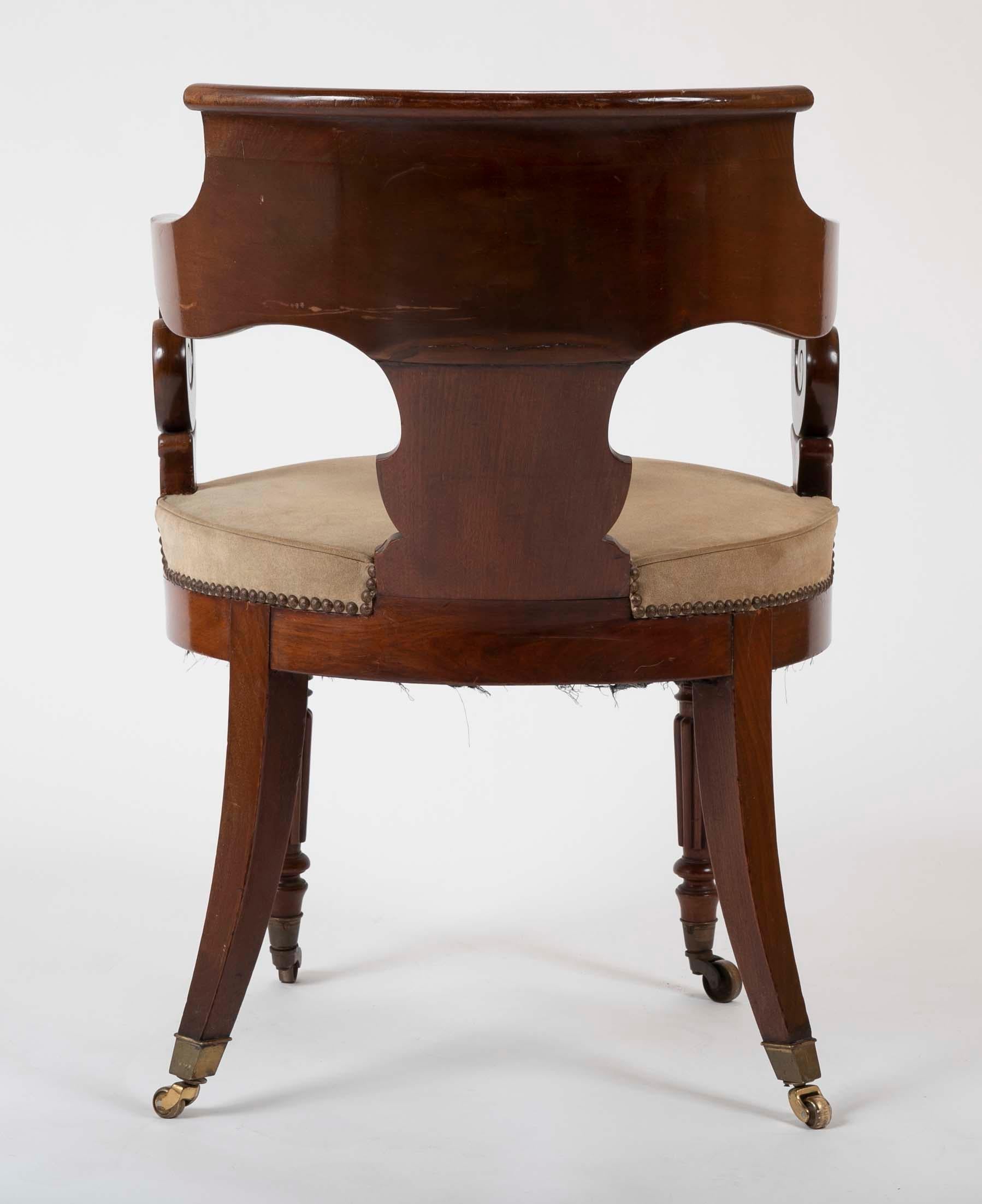 Kontinentaler Mahagoni-Sessel aus der Restaurationszeit, um 1830 5