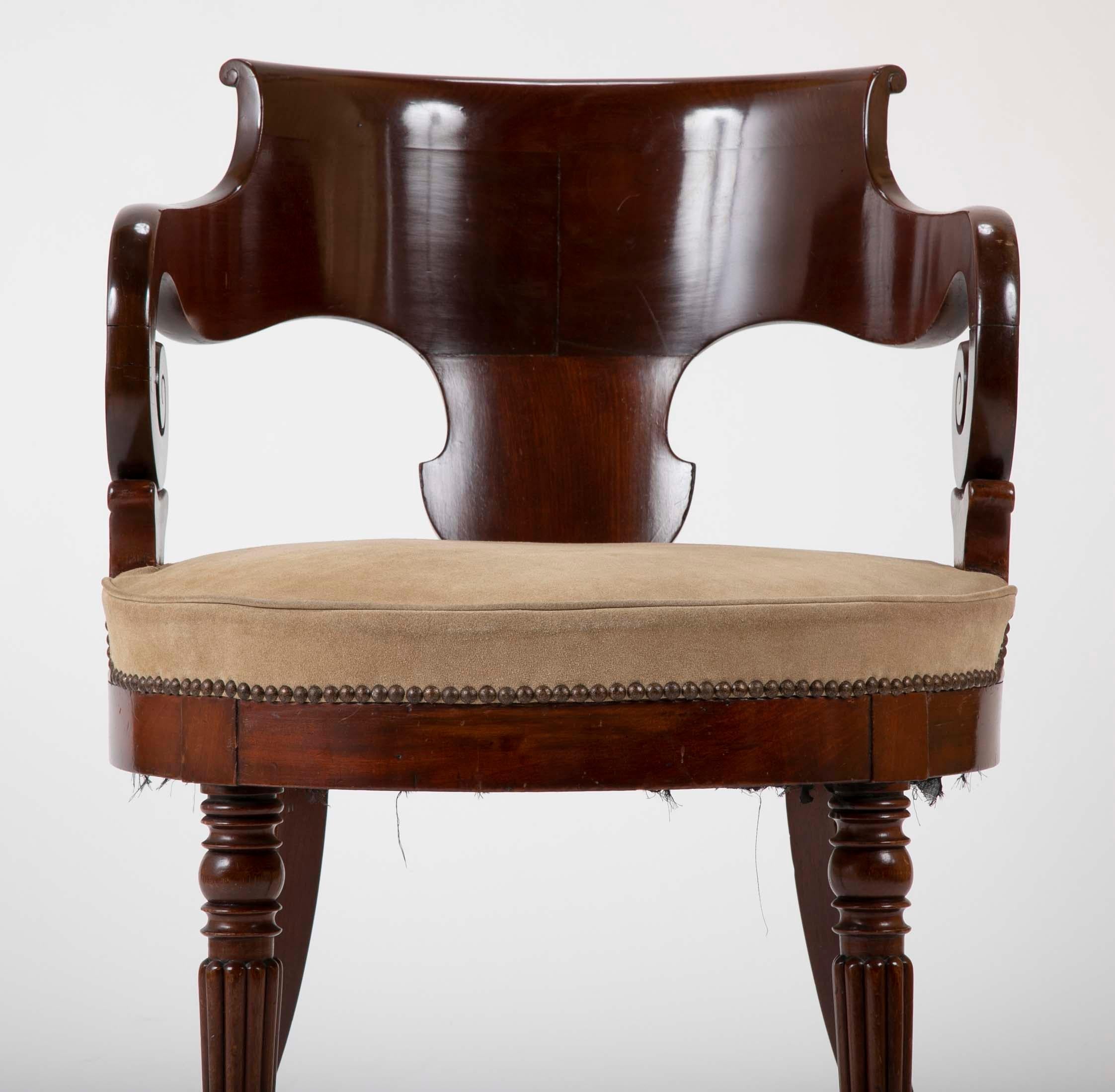 Kontinentaler Mahagoni-Sessel aus der Restaurationszeit, um 1830 (Französisch)