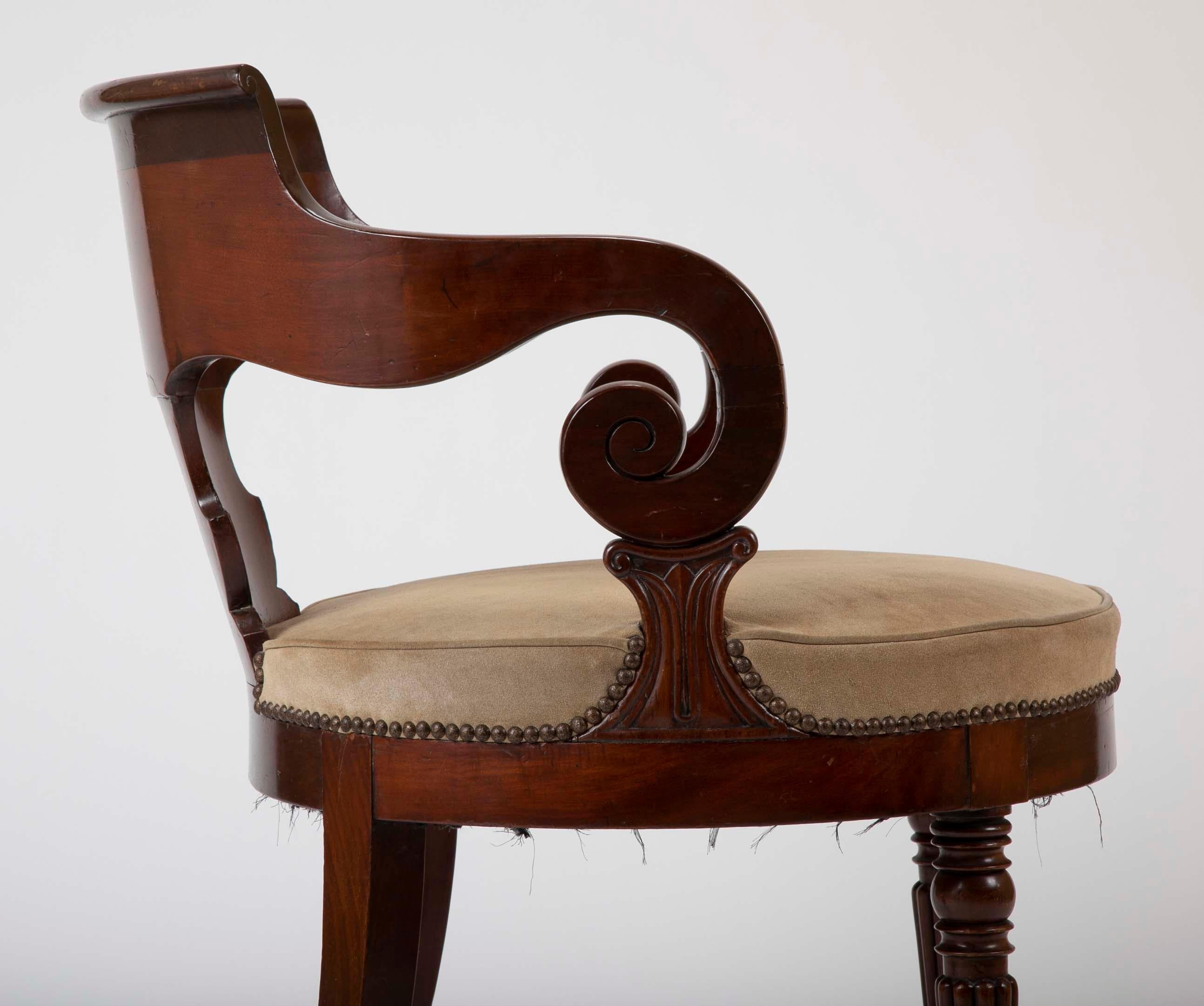 Kontinentaler Mahagoni-Sessel aus der Restaurationszeit, um 1830 2