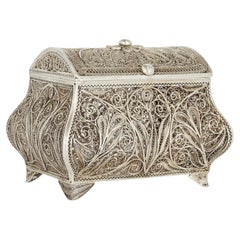 Continental Silver Filigree Decorative Flower Box