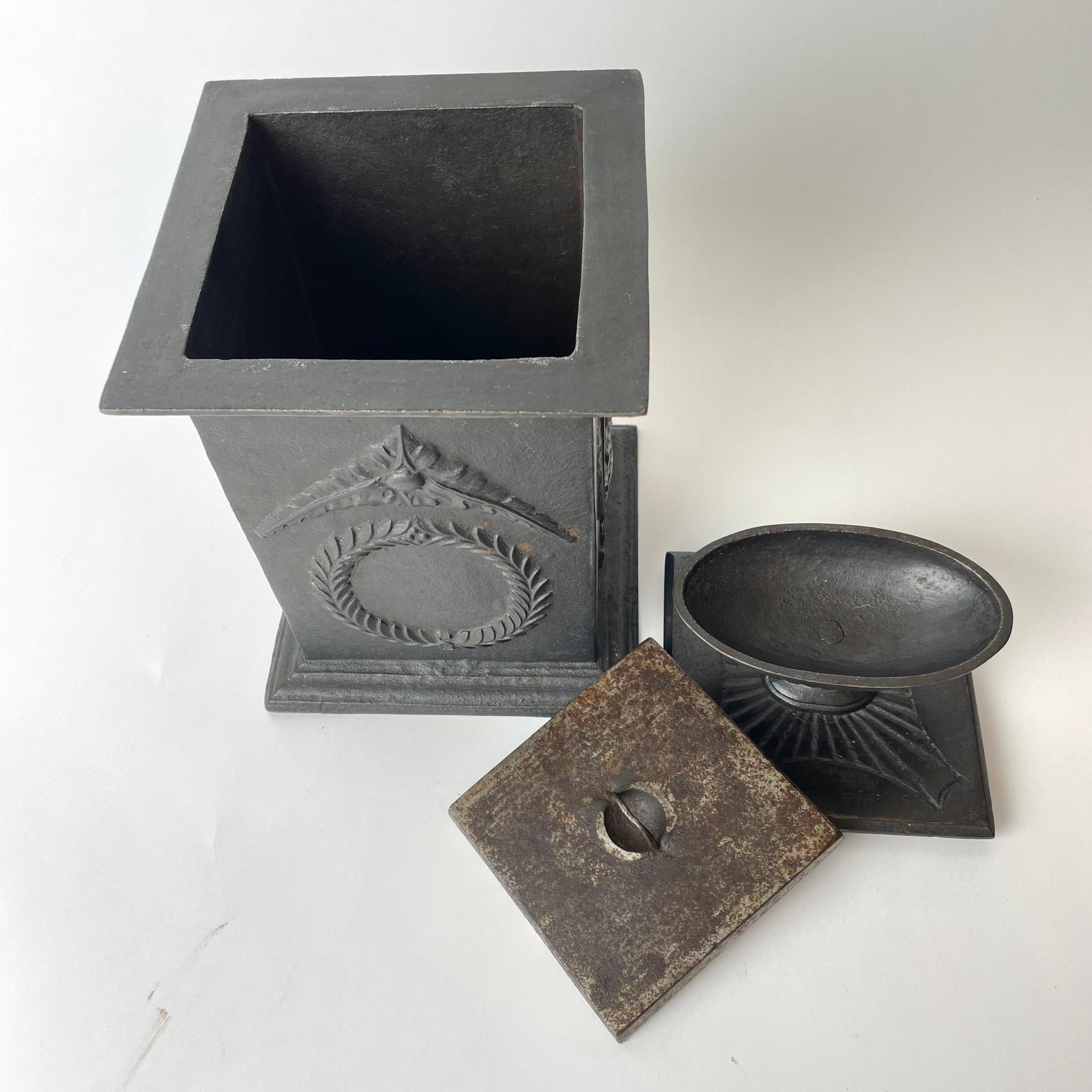 Cool Empire Cast Iron Tobacco Box from Hellefors Bruk, Sweden For Sale 2