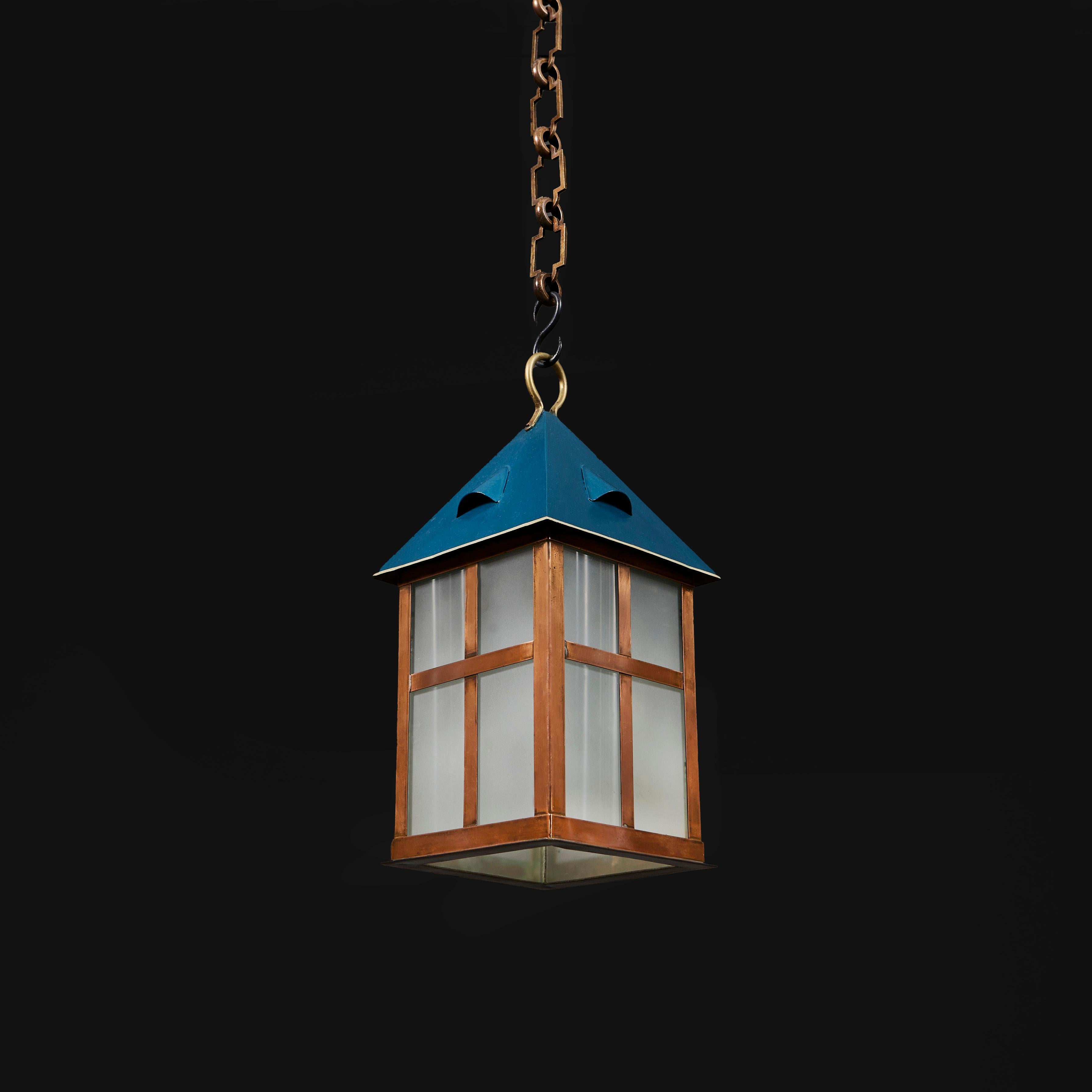 20th Century A Copper Arts and Crafts Hanging Lantern  For Sale