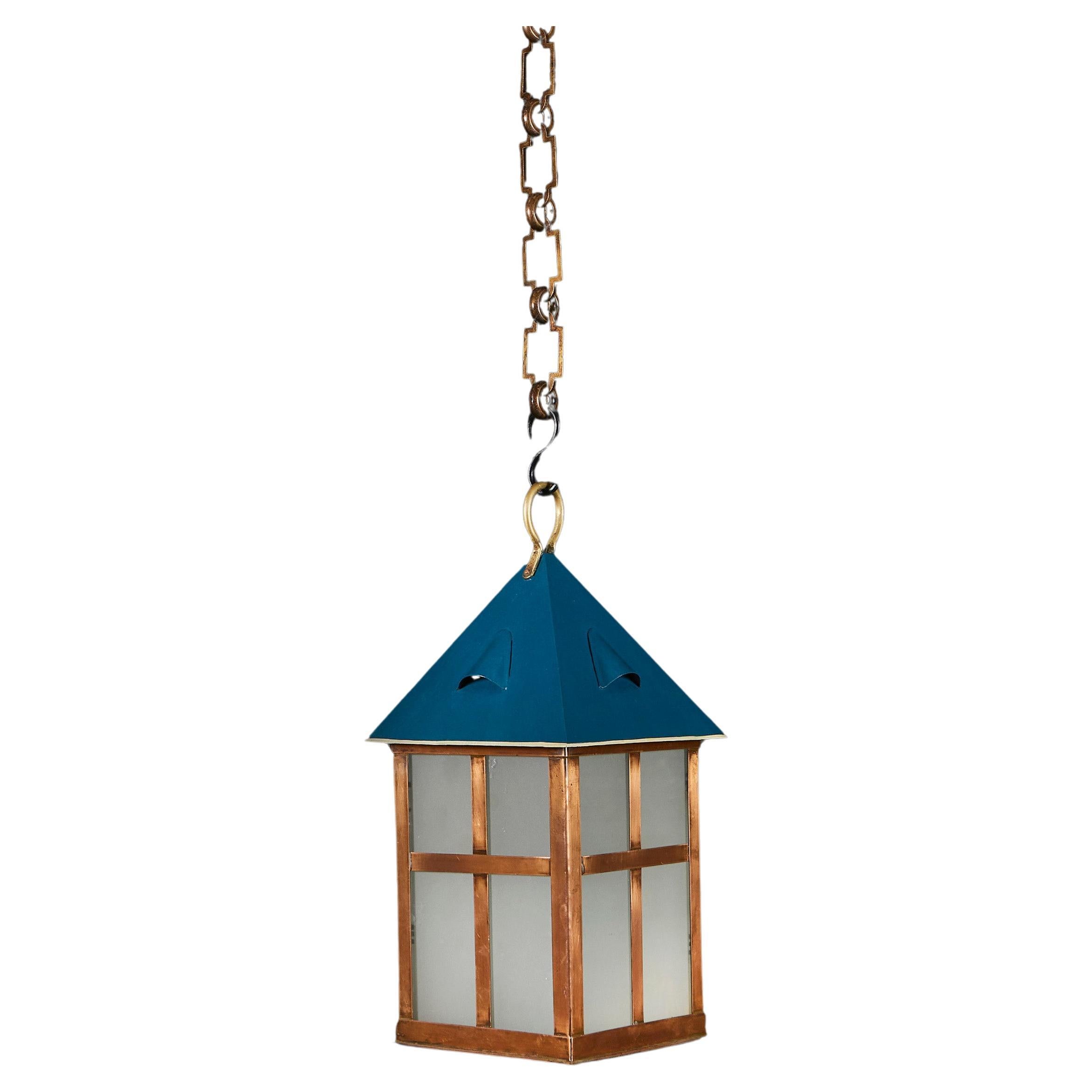 A Copper Arts and Crafts Hanging Lantern  For Sale