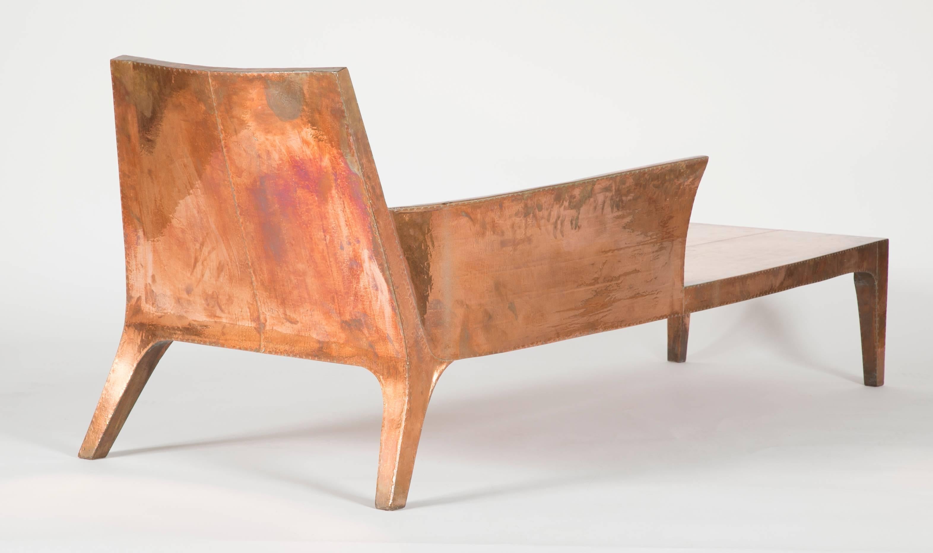Indian Copper Clad Chaise Designed by Paul Mathieu for Stephanie Odegard Co. Ltd. 