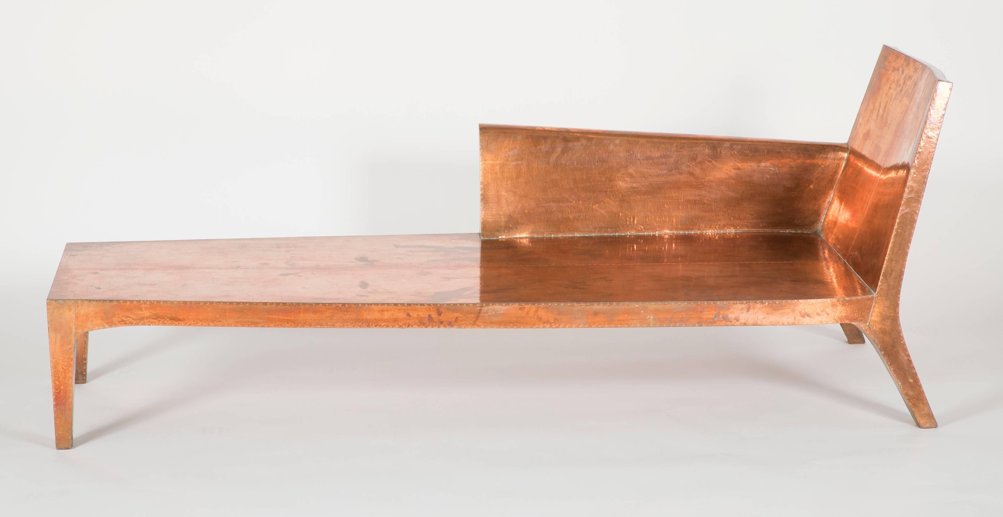 Copper Clad Chaise Designed by Paul Mathieu for Stephanie Odegard Co. Ltd.  In Good Condition In Stamford, CT