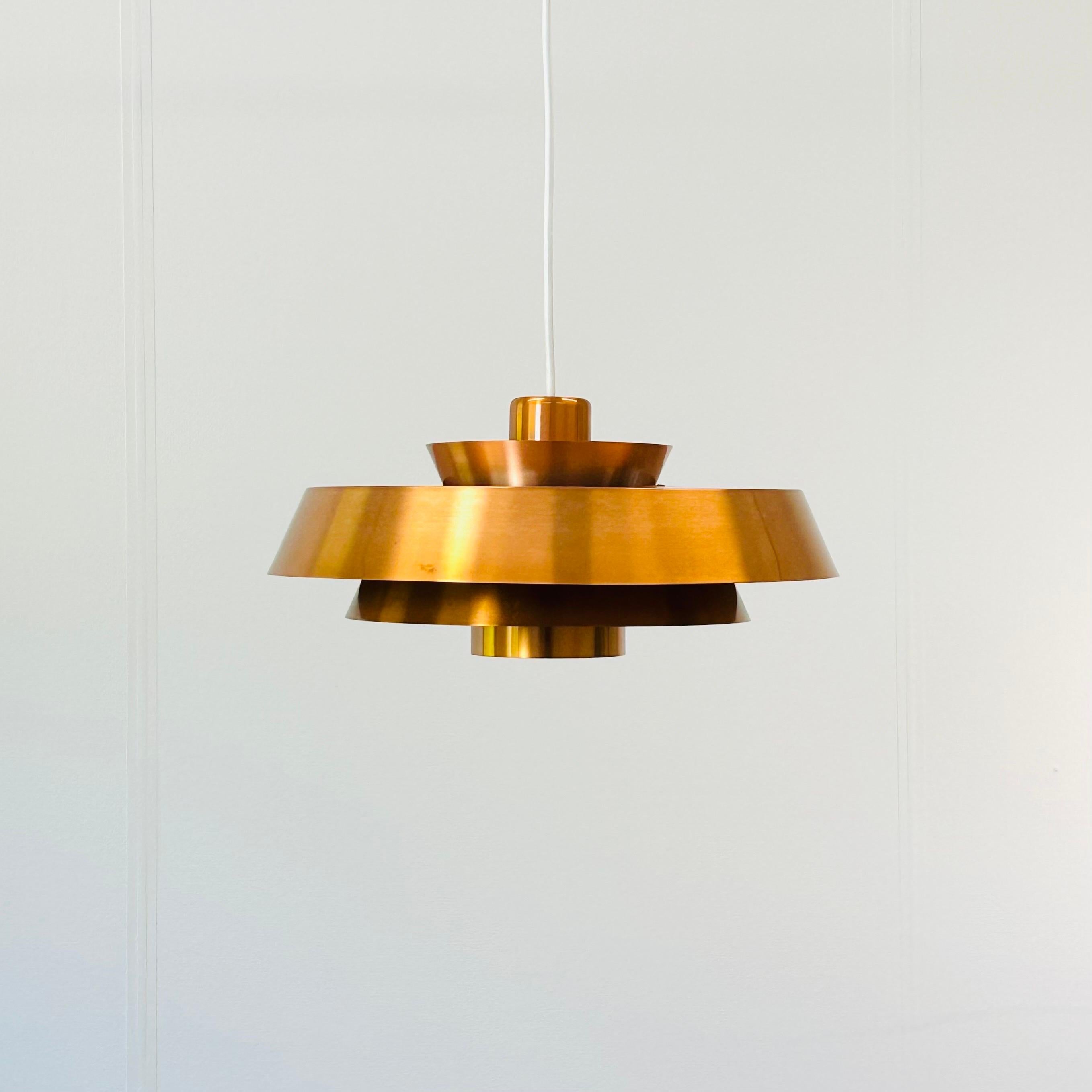 Copper Nova Pendant Light by Jo Hammerborg for Fog & Morup, 1960s, Denmark For Sale 7