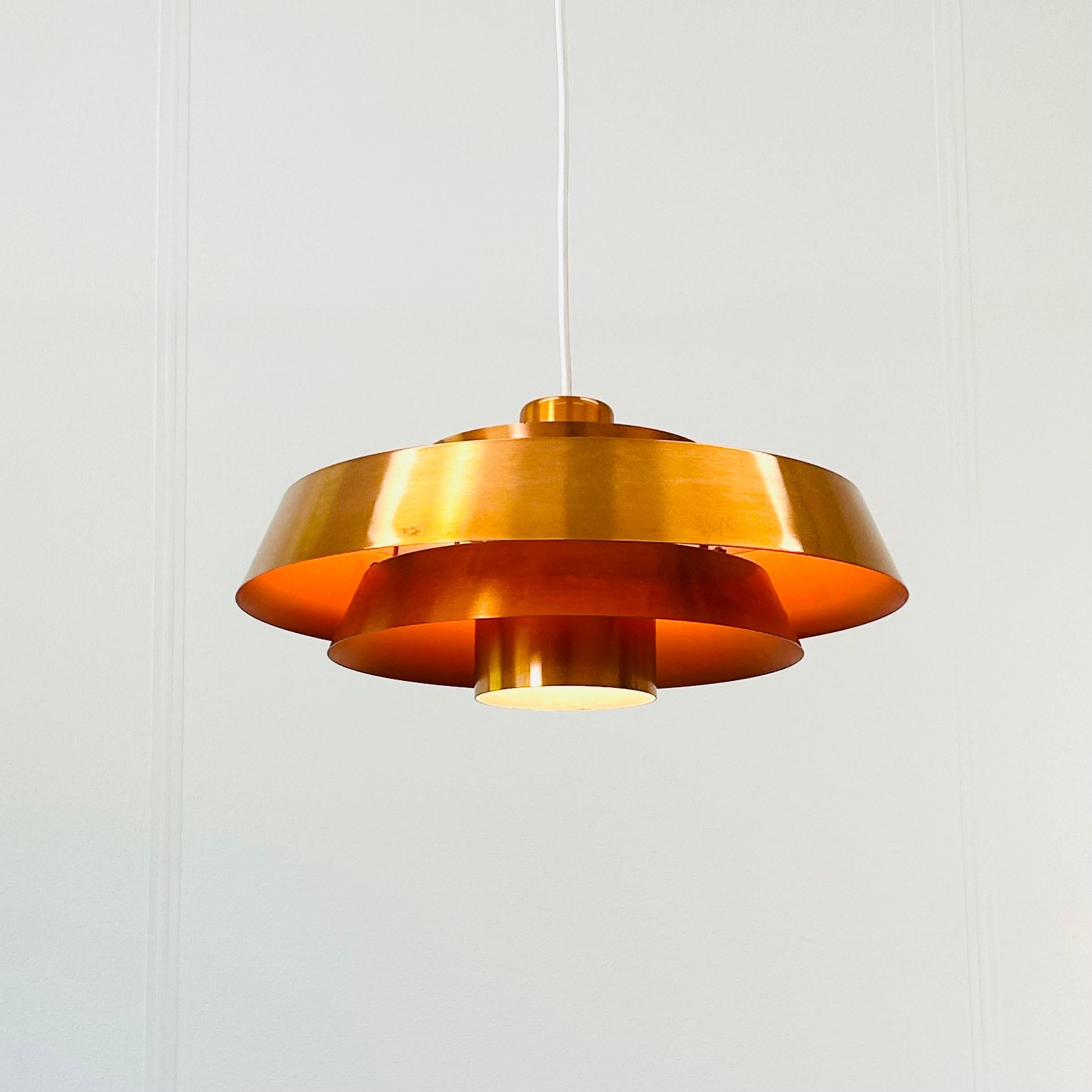 Mid-20th Century Copper Nova Pendant Light by Jo Hammerborg for Fog & Morup, 1960s, Denmark For Sale