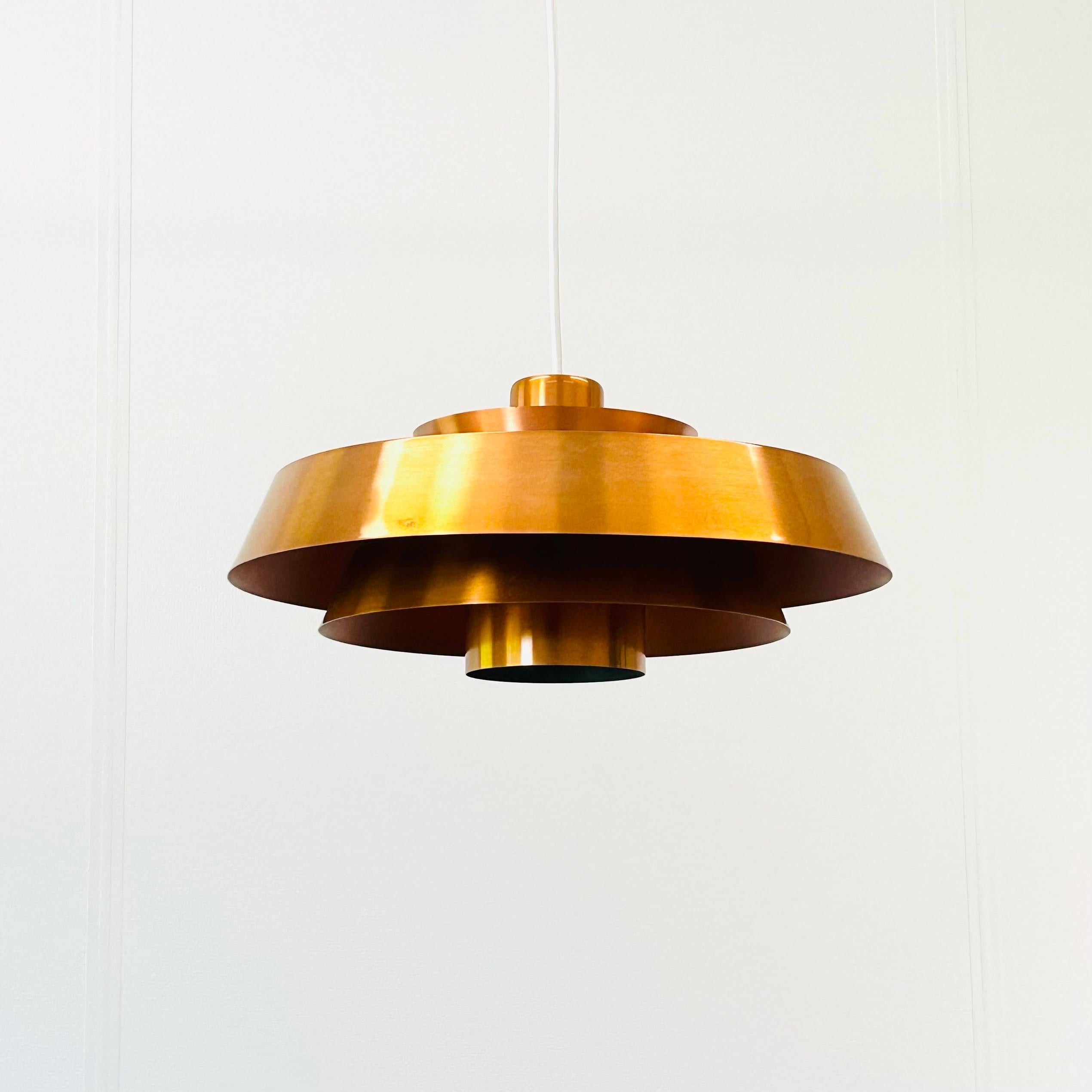 Copper Nova Pendant Light by Jo Hammerborg for Fog & Morup, 1960s, Denmark For Sale 1