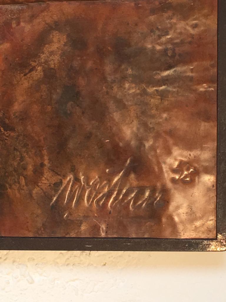 Arts and Crafts Copper Panel by Wostan For Sale