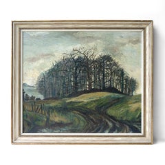 A Copse In Winter Vintage Original Post-War Impressionist Landscape Oil Painting