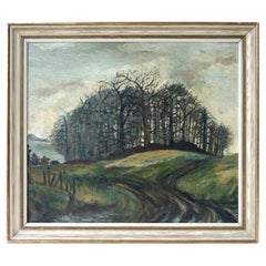 A Copse In Winter Vintage Original Post-War Impressionist Landscape Oil Painting