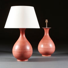 Coral Pink Mid-Century French Studio Pottery Vase as a Lamp