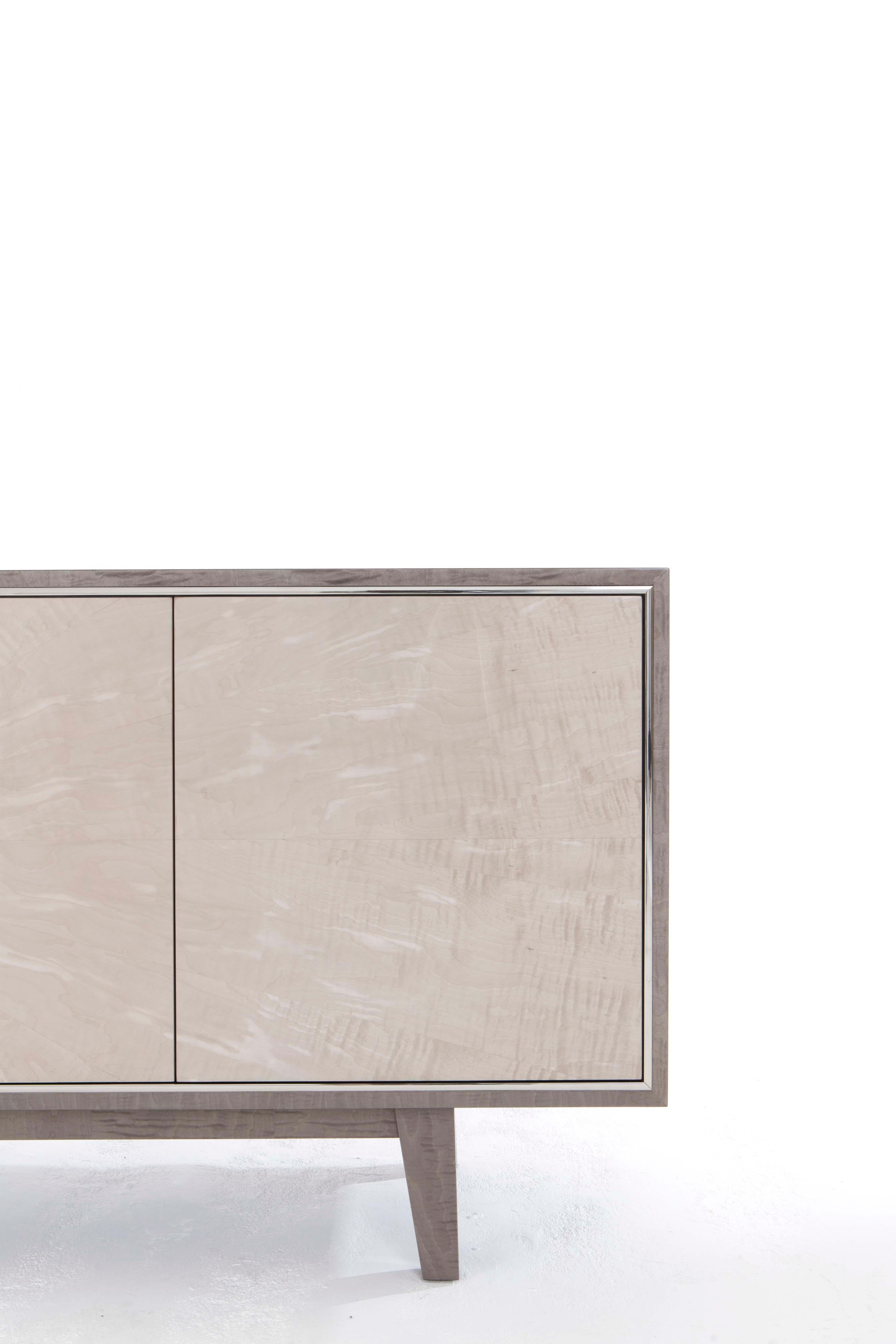 Davidson's Contemporary, Corinthia Side Cabinet in Sycamore Black and Brass  3