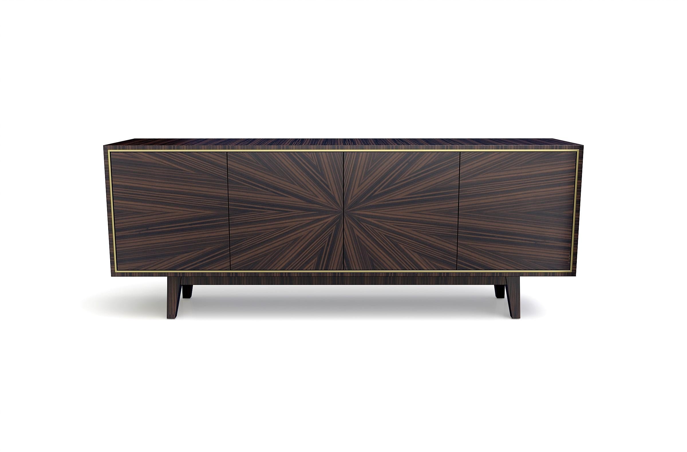 Davidson's Contemporary, Corinthia Side Cabinet in Sycamore Black and Brass  6