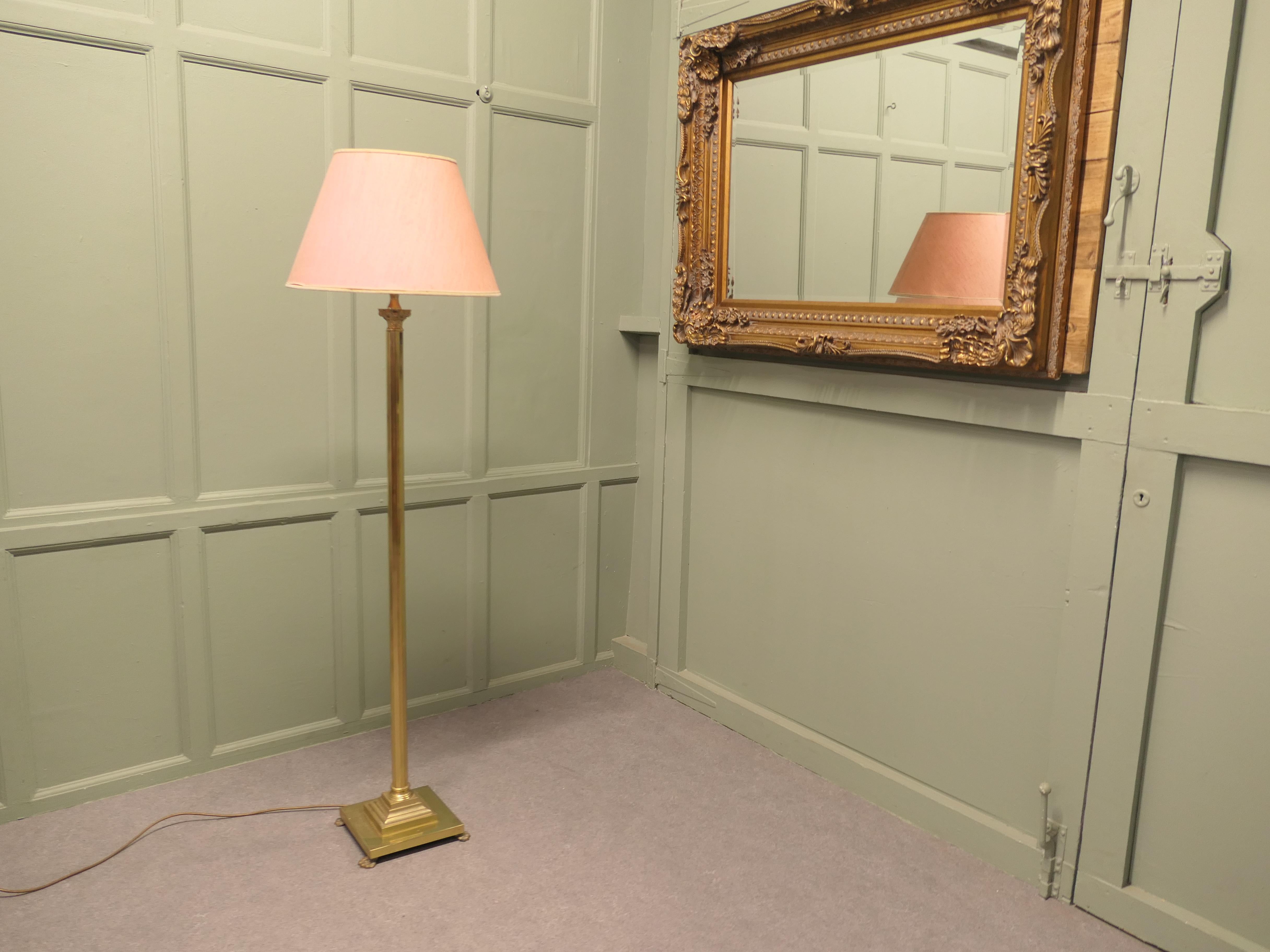 Mid-20th Century A Corinthian Column Brass Floor Lamp A lovely design