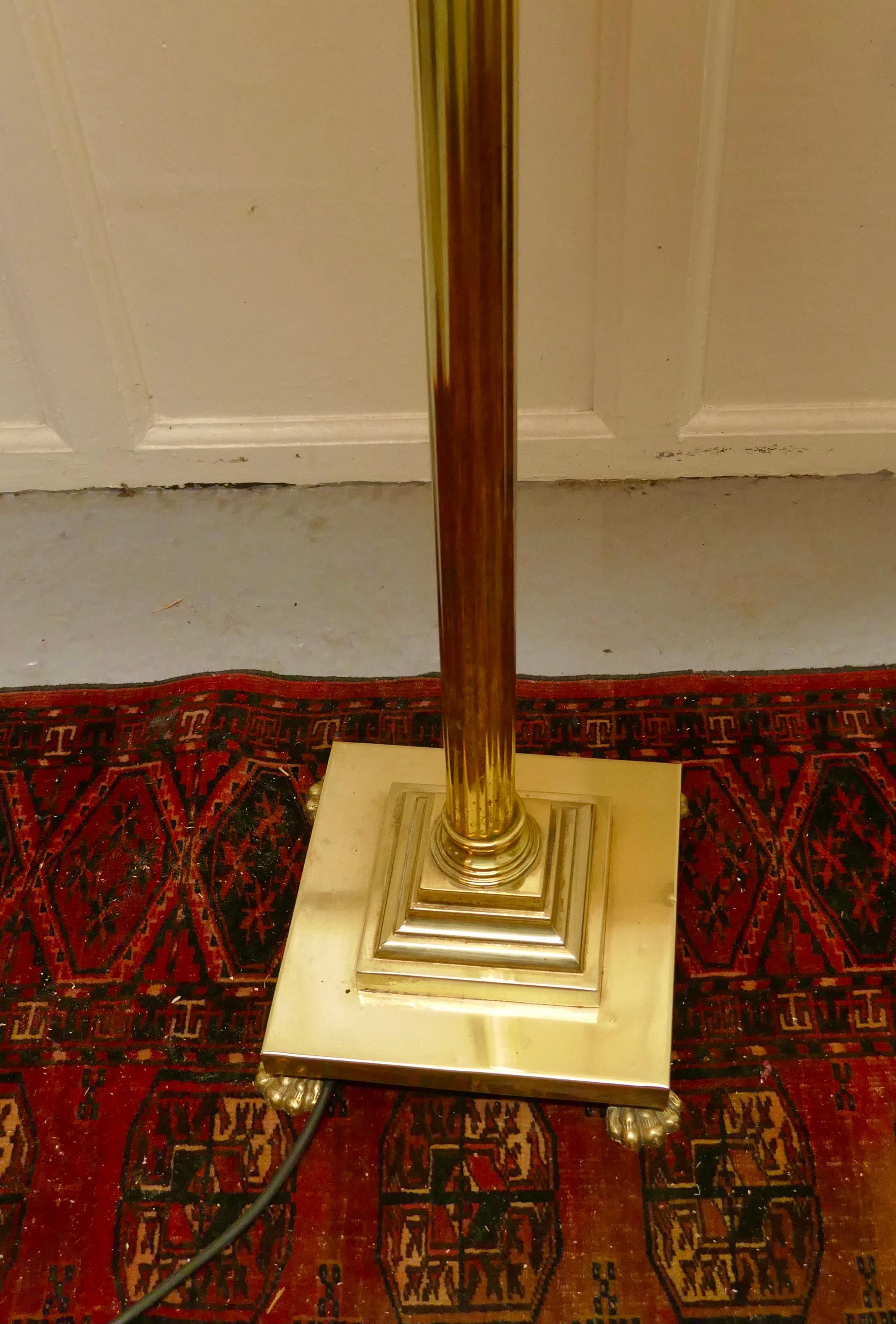 Classical Roman Corinthian Column Brass Floor Lamp