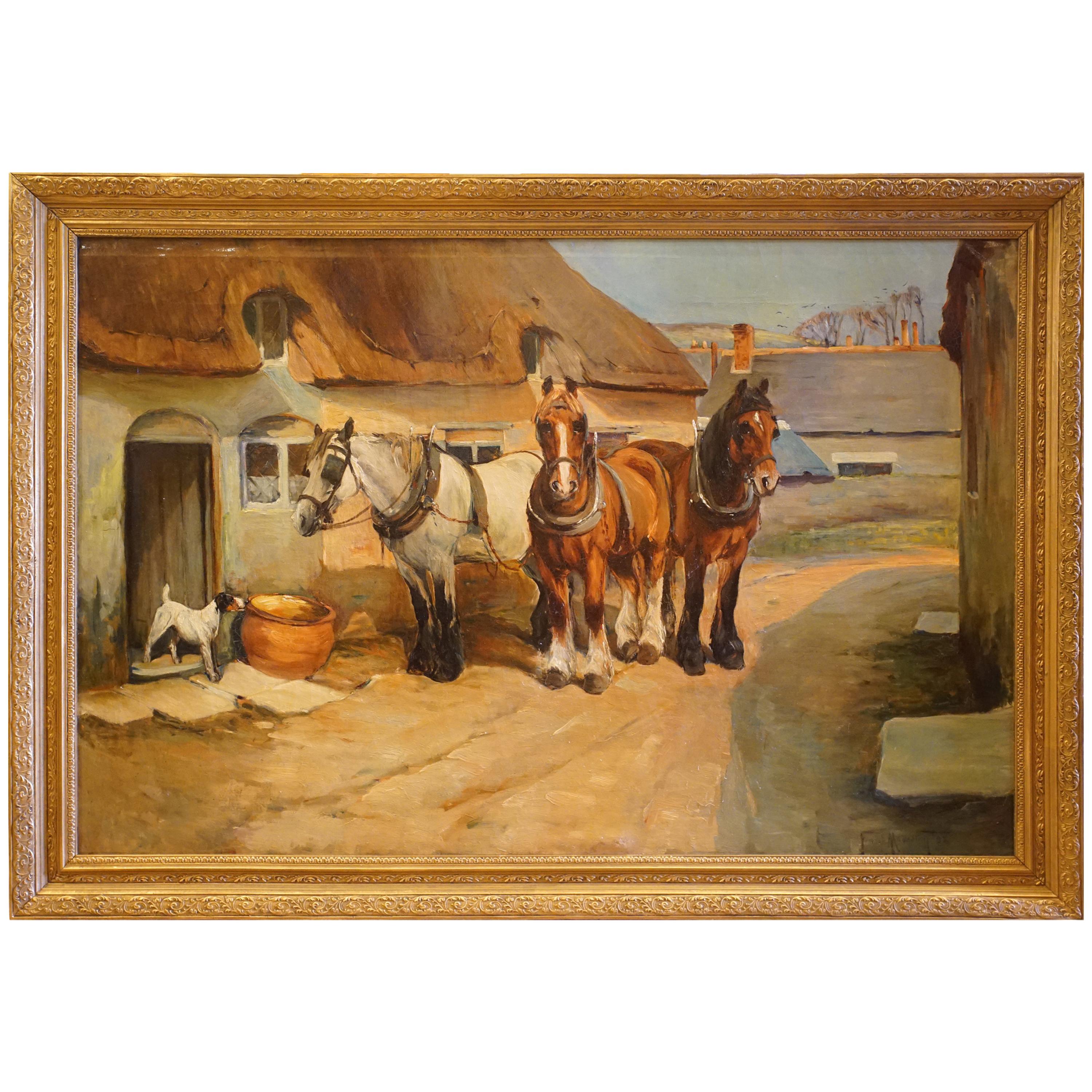  "A Cornish Idyll" Oil on Canvas by Frank Medworth For Sale