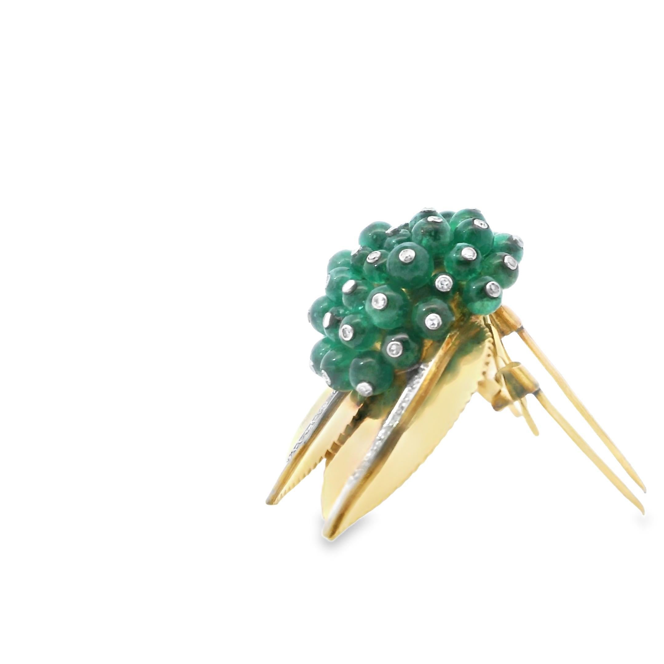 Mixed Cut A corsage clip by Suzanne BELPERRON “Groseilliers” in platinum and yellow gold