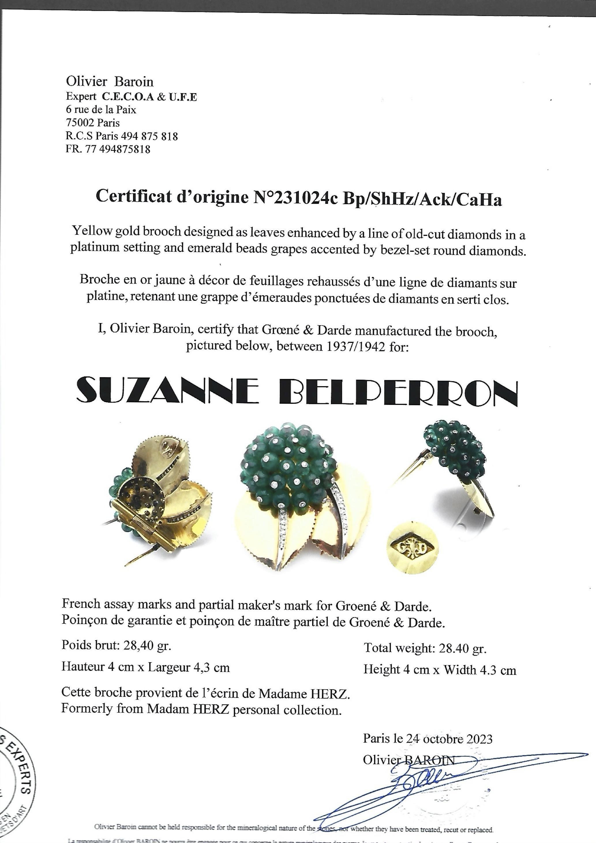 A corsage clip by Suzanne BELPERRON “Groseilliers” in platinum and yellow gold In Good Condition In New York, NY