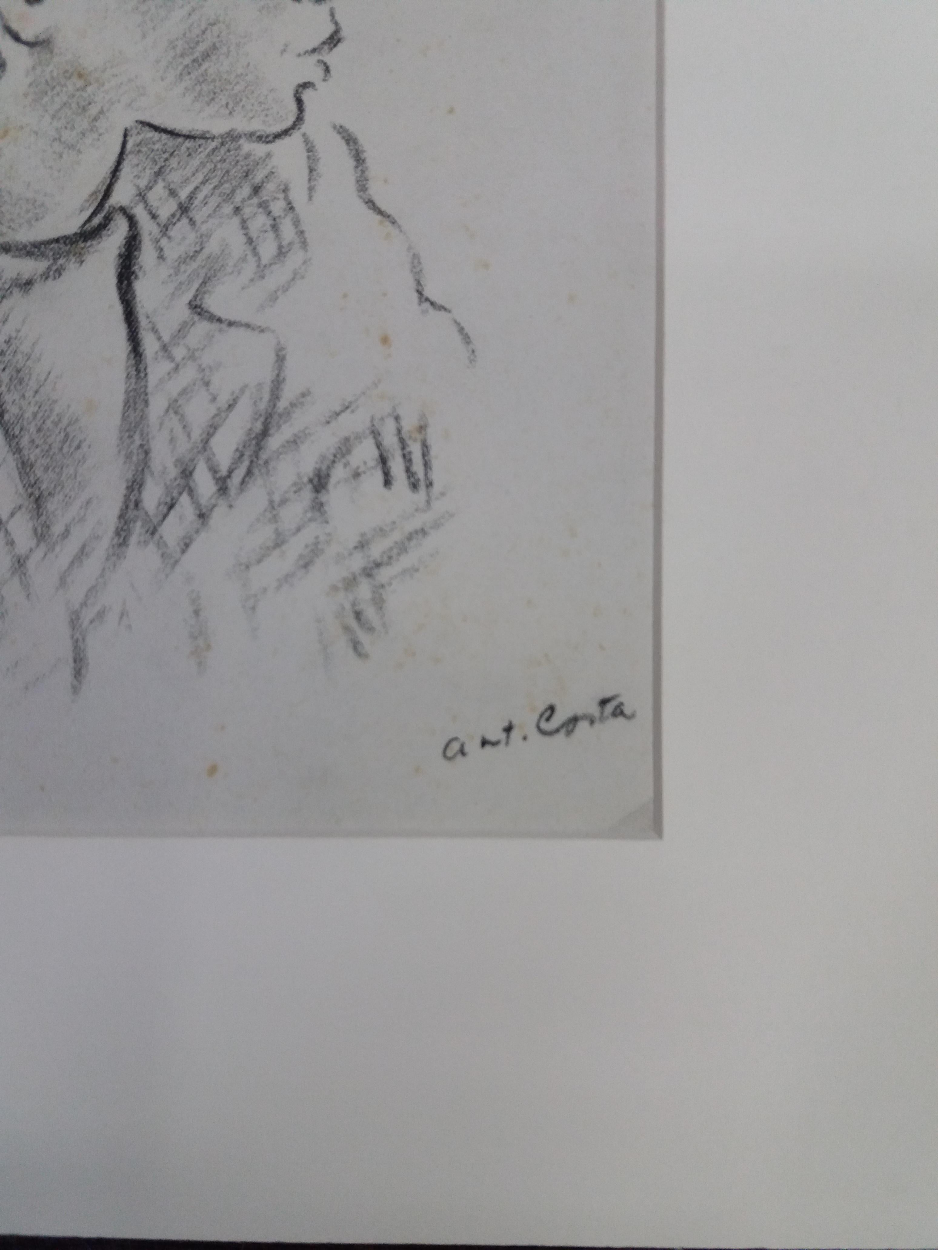 A. Costa  Frau  Originales figuratives akademisches Zeichnungsgemälde im Angebot 2